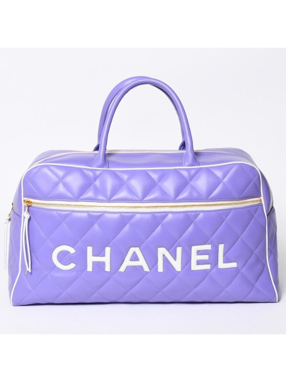 Chanel Boston Bag Sports Line Quilted Purple Gold
